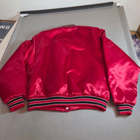 Vintage Chicago Blackhawks Swingster Red Satin Mens Bomber Jacket XL USA - Picture 2 of 13